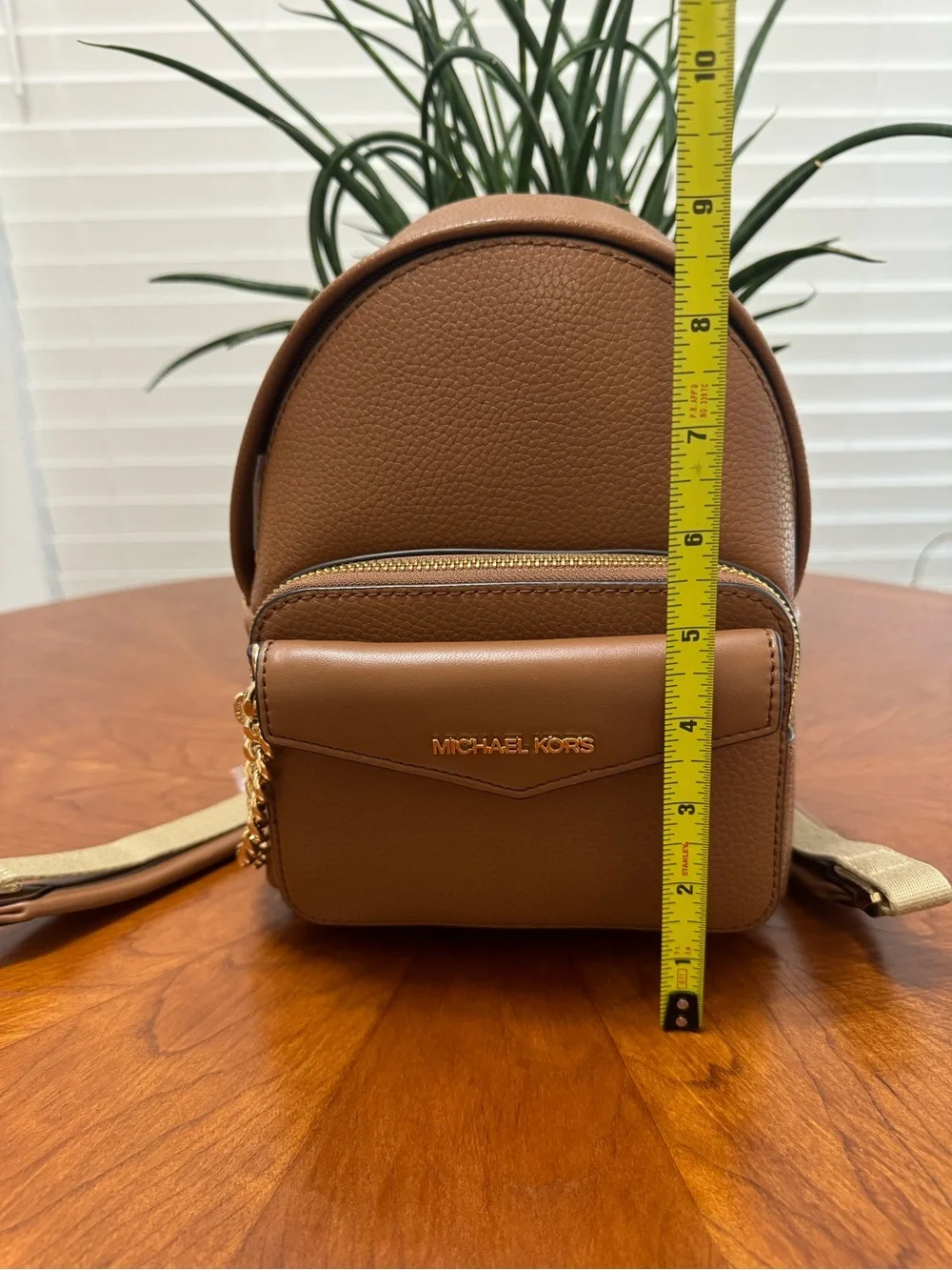 Michael Kors Brown Mini Logo Backpack with Gold Hardware